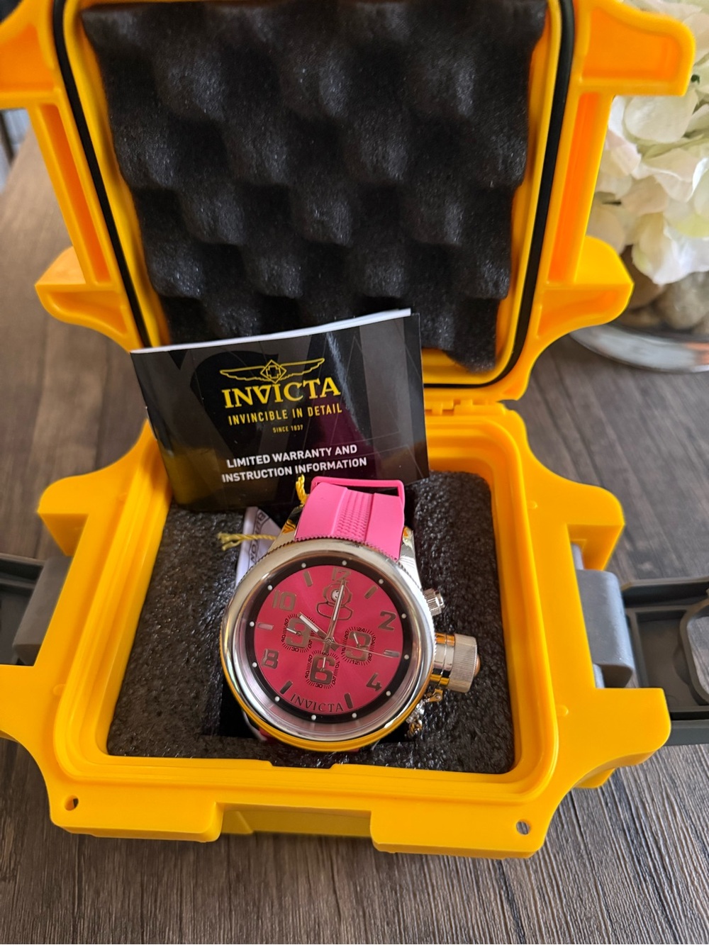 Invicta Unisex Pink Dial Silicone Strap Chronograph Watch